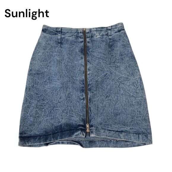 Vintage 80' Konnie o by kayo Acido Wash Denim Mini Skirt Front Zipper SZ 11/12 - Picture 2 of 11